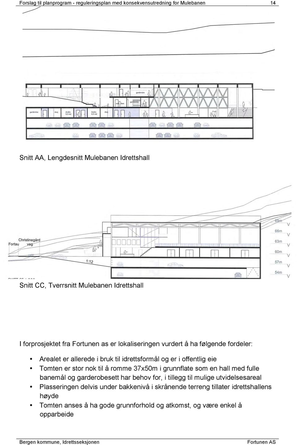 eie Tomten er stor nok til å romme 37x50m i grunnflate som en hall med fulle banemål og garderobesett har behov for, i tillegg til mulige utvidelsesareal