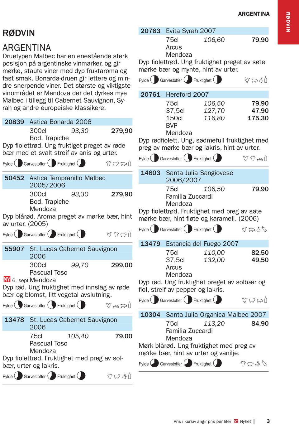 20839 Astica Bonarda 2006 300cl 93,30 279,90 Bod. Trapiche Dyp fiolettrød. Ung fruktiget preget avrøde bær med et svalt streif avanis og urter.