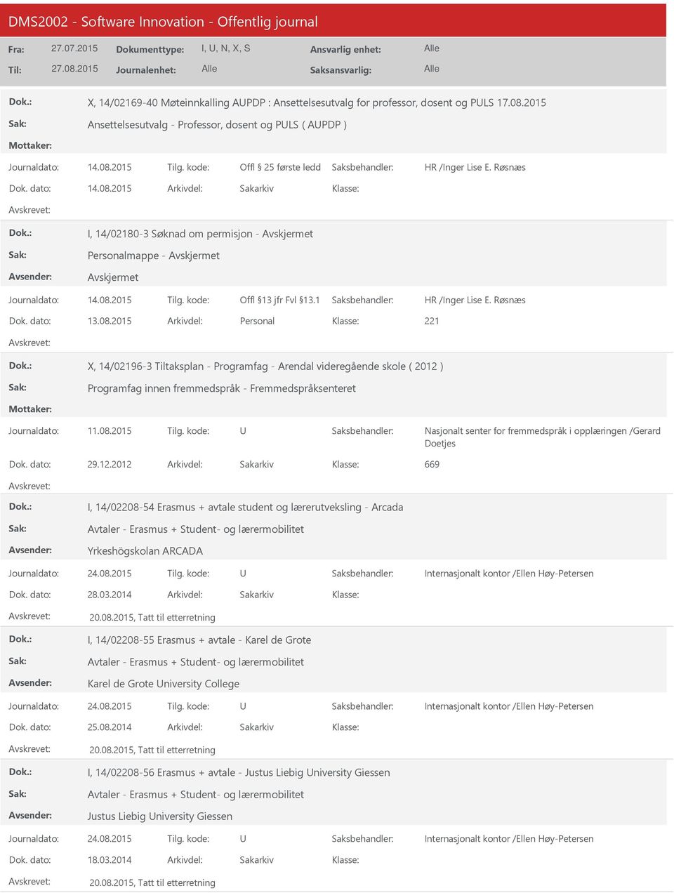 2 I, 14/02180-3 Søknad om permisjon - Personalmappe - Journaldato: 14.08.