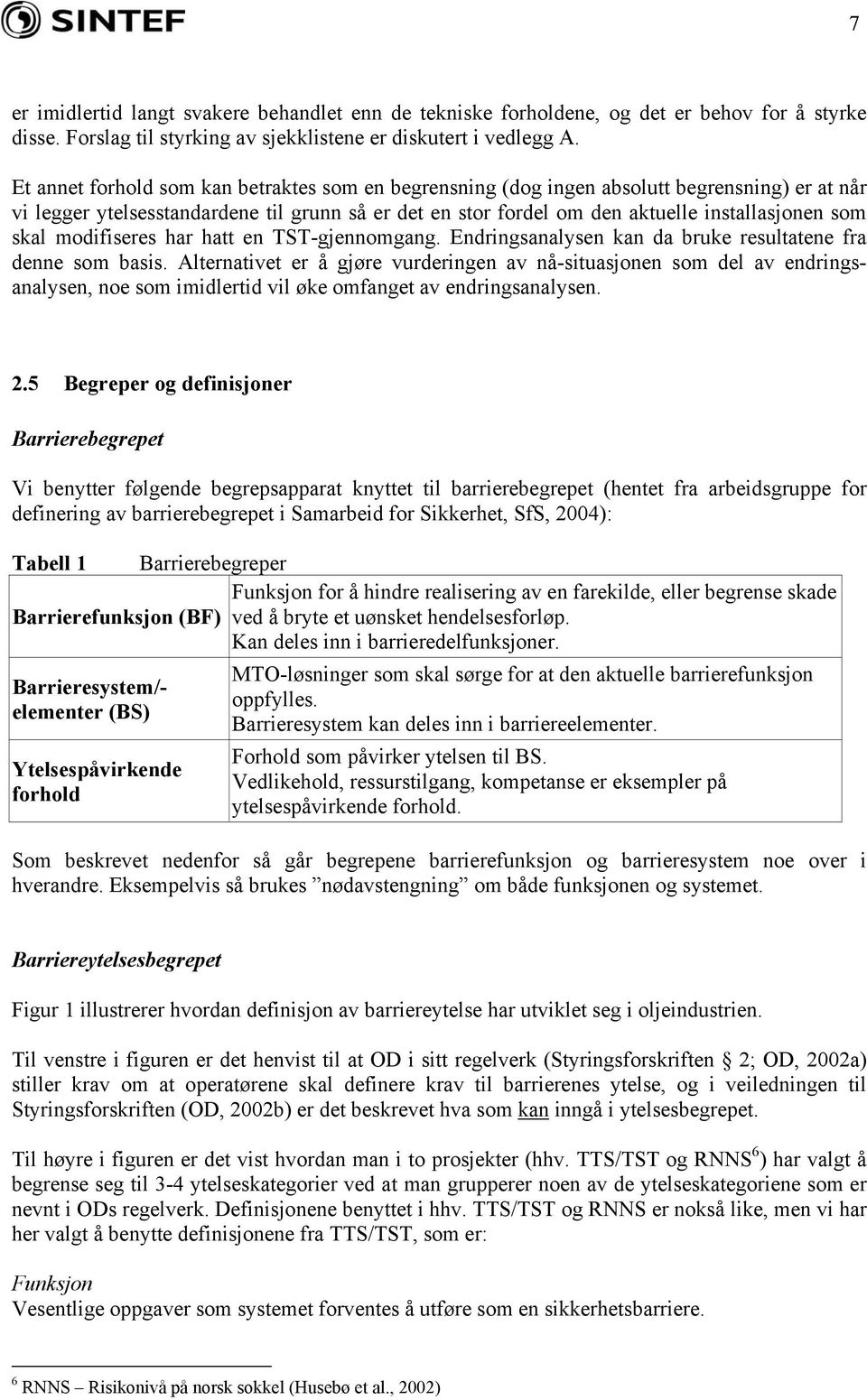 skal modifiseres har hatt en TST-gjennomgang. Endringsanalysen kan da bruke resultatene fra denne som basis.