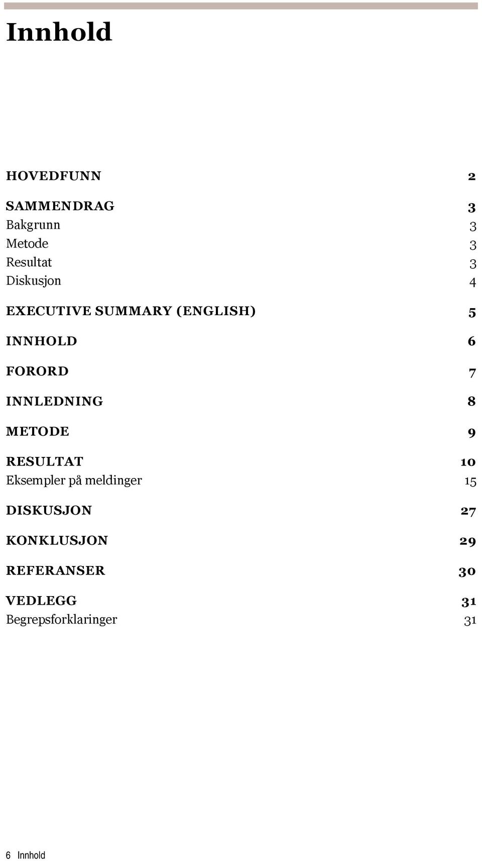 INNLEDNING 8 METODE 9 RESULTAT 10 Eksempler på meldinger 15