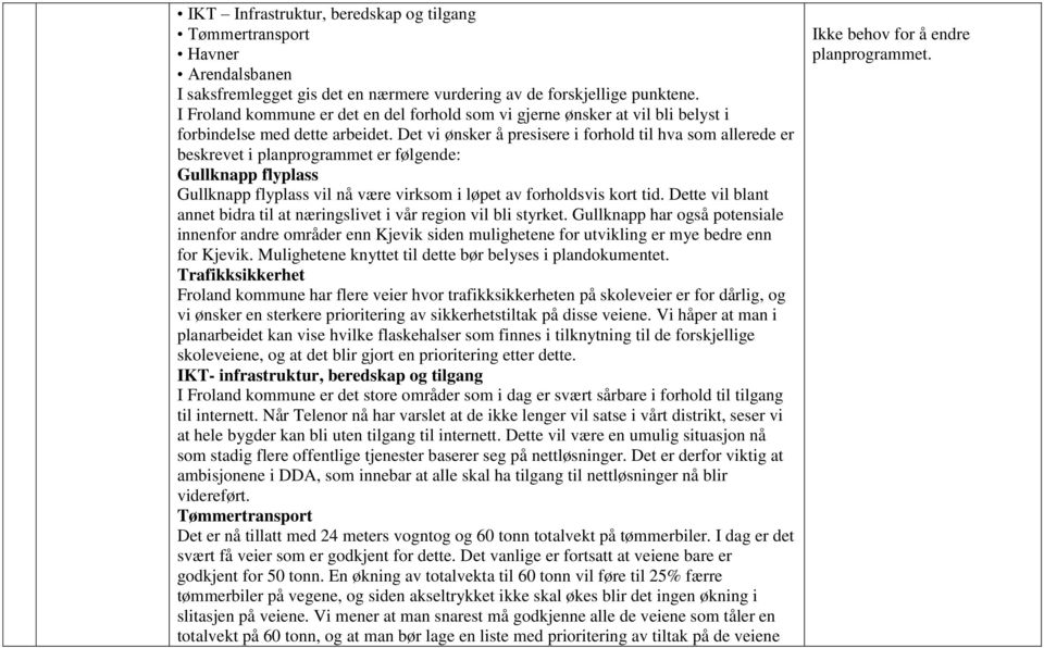 Det vi ønsker å presisere i forhold til hva som allerede er beskrevet i planprogrammet er følgende: Gullknapp flyplass Gullknapp flyplass vil nå være virksom i løpet av forholdsvis kort tid.