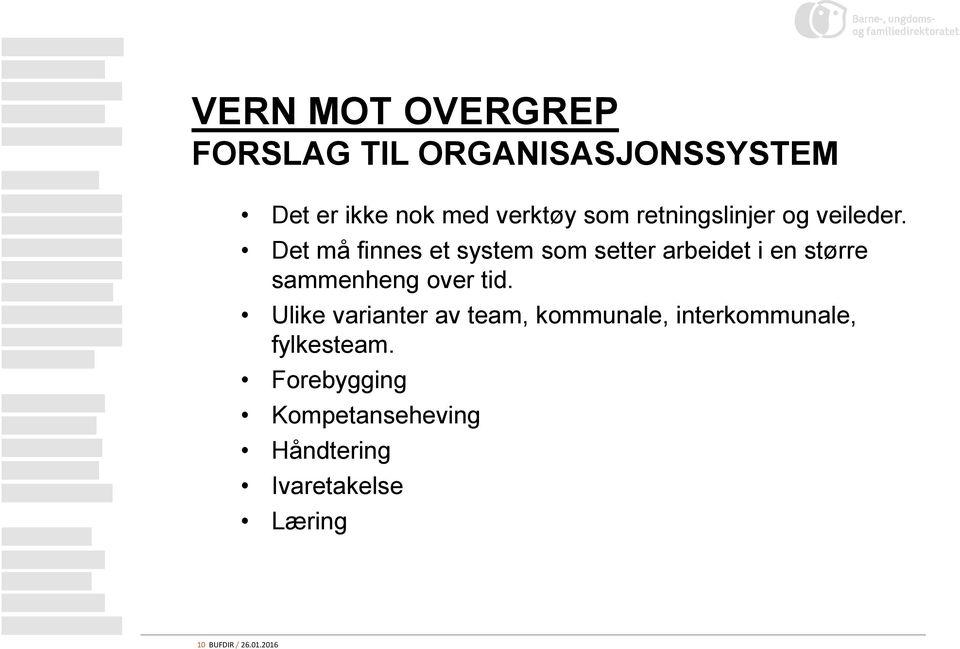 Det må finnes et system som setter arbeidet i en større sammenheng over tid.