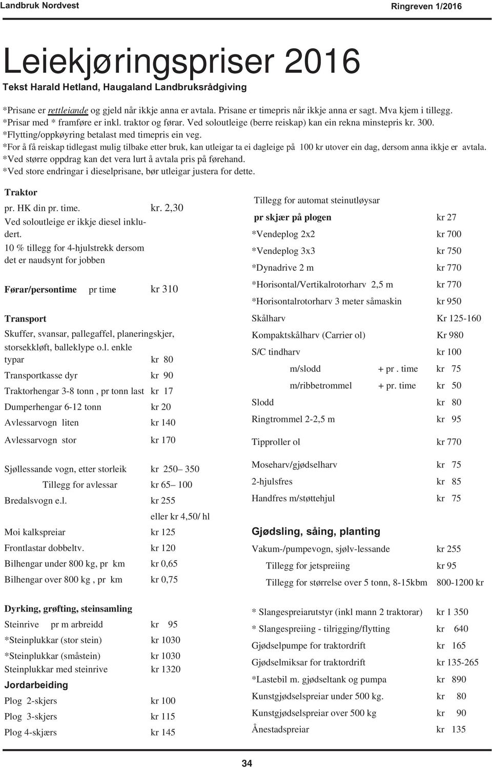 *For å få reiskap tidlegast mulig tilbake etter bruk, kan utleigar ta ei dagleige på 100 kr utover ein dag, dersom anna ikkje er avtala.