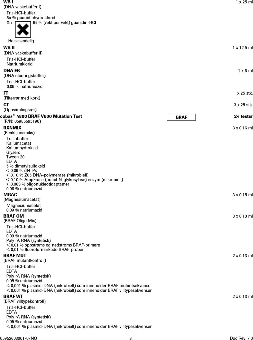 Kaliumhydroksid Glyserol Tween 20 EDTA 5 % dimetylsulfoksid < 0,09 % dntps < 0,10 % Z05 DNA-polymerase (mikrobiell) < 0,10 % AmpErase (uracil-n-glykosylase) enzym (mikrobiell) < 0,003 %