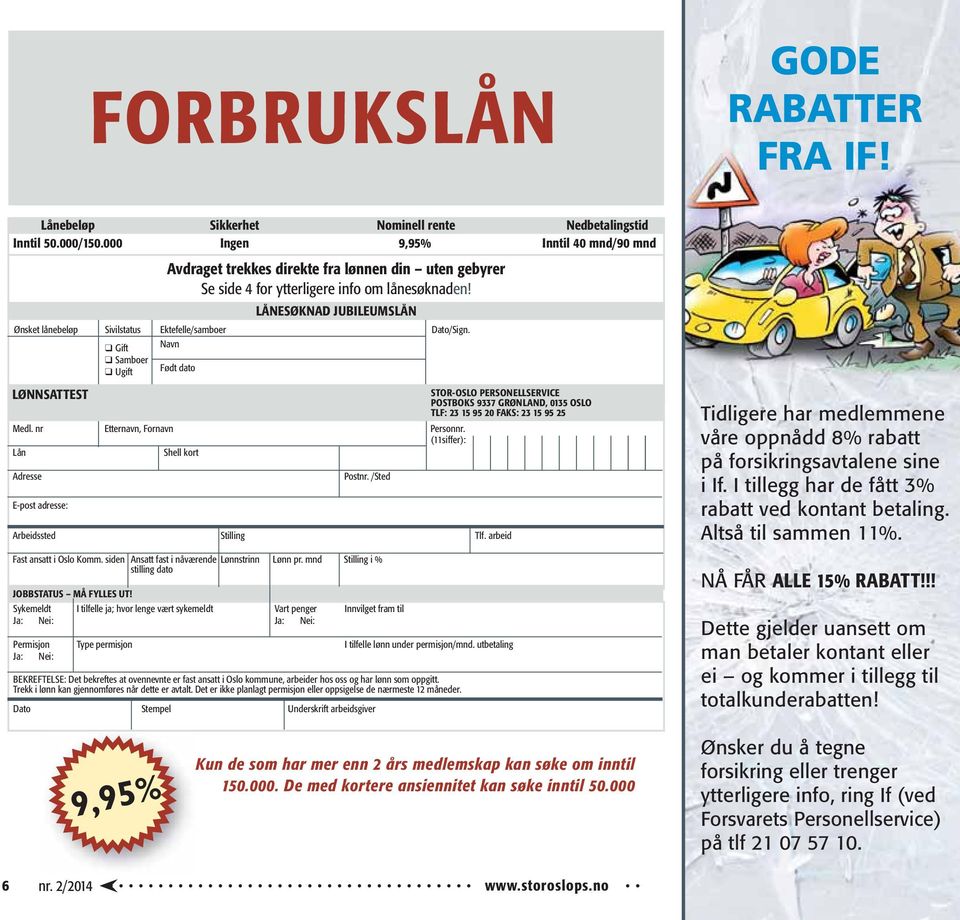 LÅNESØKNAD JUBILEUMSLÅN Ønsket lånebeløp Sivilstatus Ektefelle/samboer Dato/Sign.