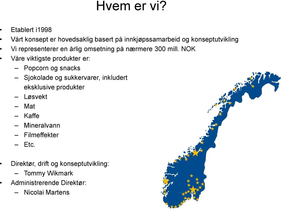 representerer en årlig omsetning på nærmere 300 mill.