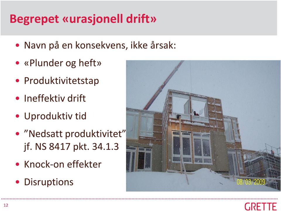 Ineffektiv drift Uproduktiv tid Nedsatt