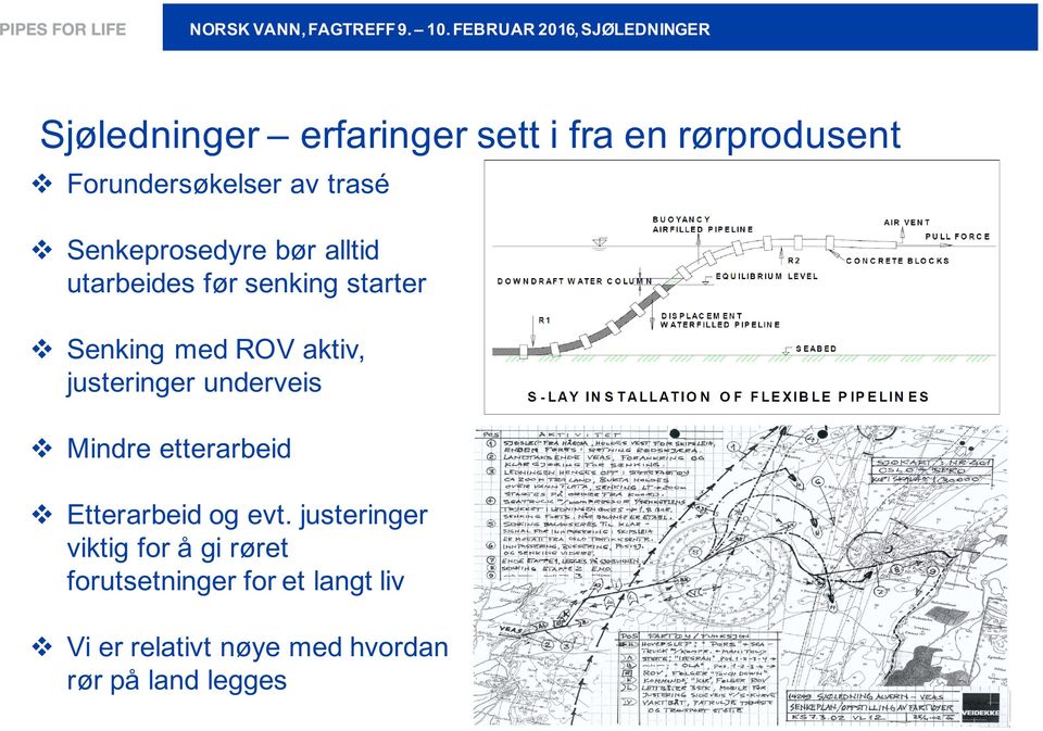 a trasé Senkeprosedyre bør alltid utarbeides før senking starter Senking med ROV akti,