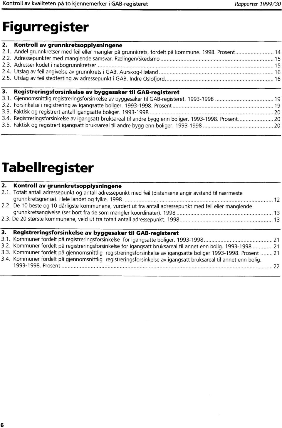 Indre Oslofjord 16 3. Registreringsforsinkelse av byggesaker til GAB-registeret 3.1. Gjennomsnittlig registreringsforsinkelse av byggesaker til GAB-registeret. 1993-1998 19 3.2.