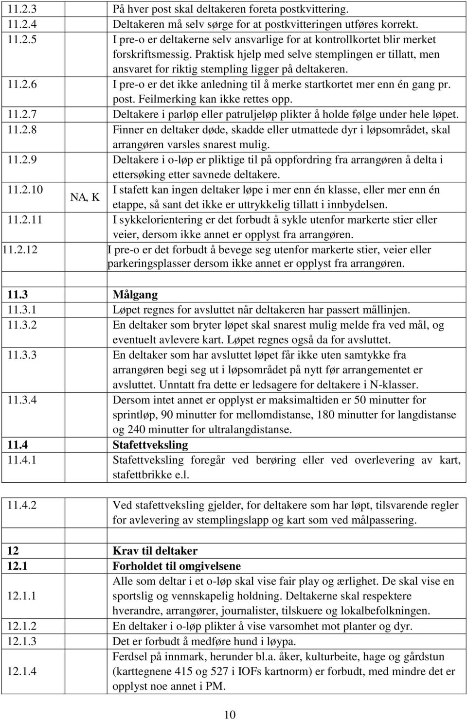 Feilmerking kan ikke rettes opp. 11.2.7 Deltakere i parløp eller patruljeløp plikter å holde følge under hele løpet. 11.2.8 Finner en deltaker døde, skadde eller utmattede dyr i løpsområdet, skal arrangøren varsles snarest mulig.