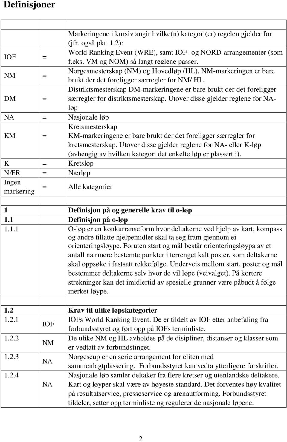 DM = Distriktsmesterskap DM-markeringene er bare brukt der det foreligger særregler for distriktsmesterskap.