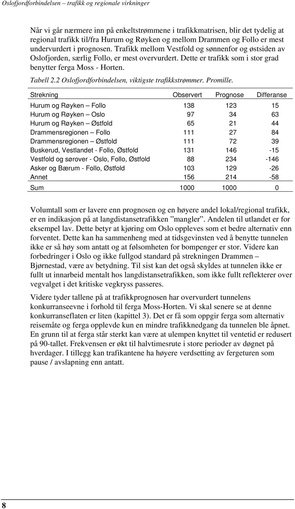 2 Oslofjordforbindelsen, viktigste trafikkstrømmer. Promille.