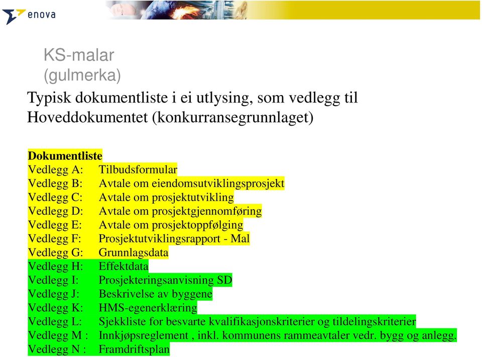 Prosjektutviklingsrapport - Mal Vedlegg G: Grunnlagsdata Vedlegg H: Effektdata Vedlegg I: Prosjekteringsanvisning SD Vedlegg J: Beskrivelse av byggene Vedlegg K: