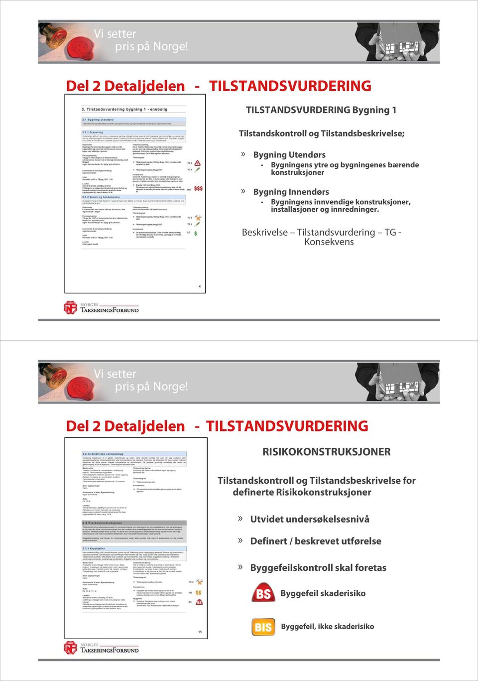 Beskrivelse Tilstandsvurdering TG - Konsekvens Del 2 Detaljdelen - TILSTANDSVURDERING RISIKOKONSTRUKSJONER Tilstandskontroll og Tilstandsbeskrivelse