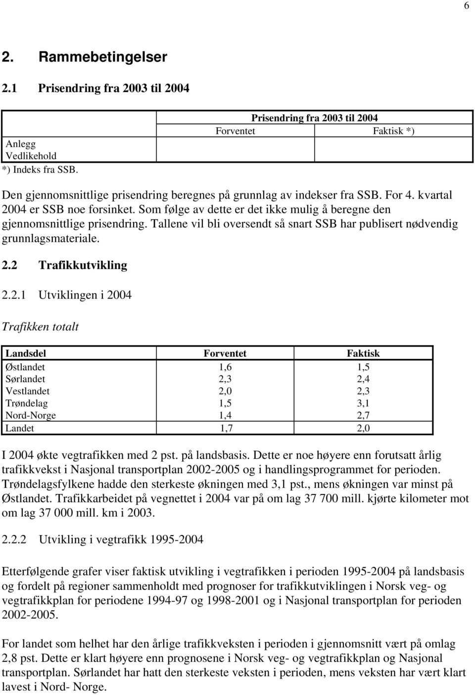 Som følge av dette er det ikke mulig å beregne den gjennomsnittlige prisendring. Tallene vil bli oversendt så snart SSB har publisert nødvendig grunnlagsmateriale. 2.