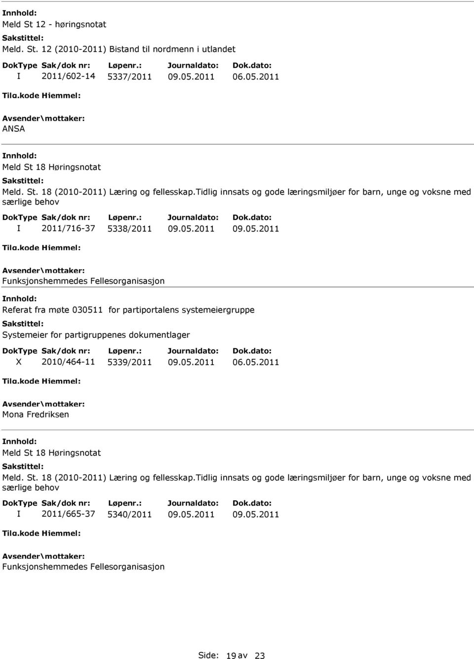 12 (2010-2011) Bistand til nordmenn i utlandet 2011/602-14 5337/2011 ANSA 2011/716-37 5338/2011