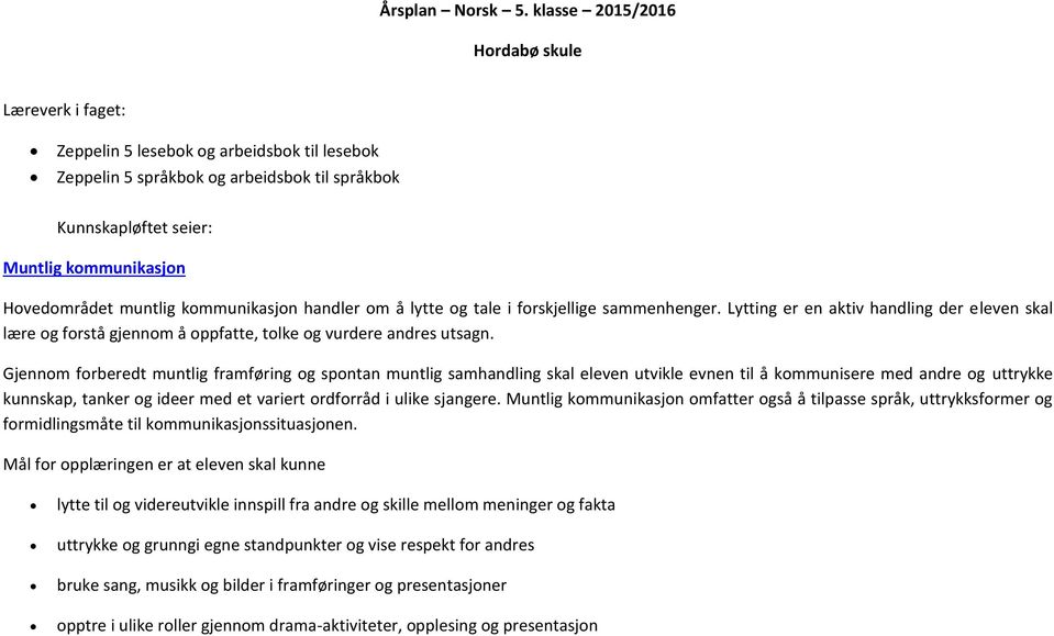 kommunikasjon handler om å lytte og tale i forskjellige sammenhenger. Lytting er en aktiv handling der eleven skal lære og forstå gjennom å oppfatte, tolke og vurdere andres utsagn.