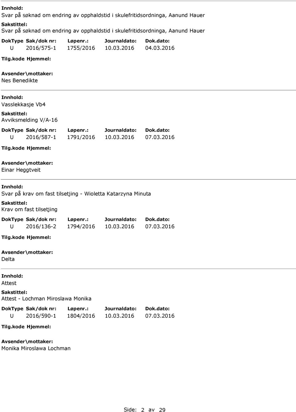 2016 Nes Benedikte Vasslekkasje Vb4 Avviksmelding V/A-16 2016/587-1 1791/2016 07.03.