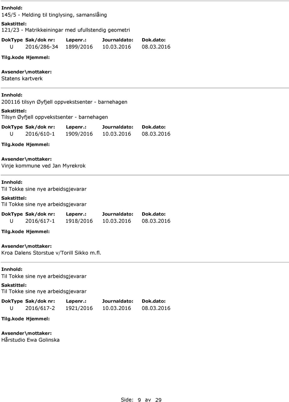 Jan Myrekrok Til Tokke sine nye arbeidsgjevarar Til Tokke sine nye arbeidsgjevarar 2016/617-1 1918/2016 Kroa Dalens Storstue v/torill