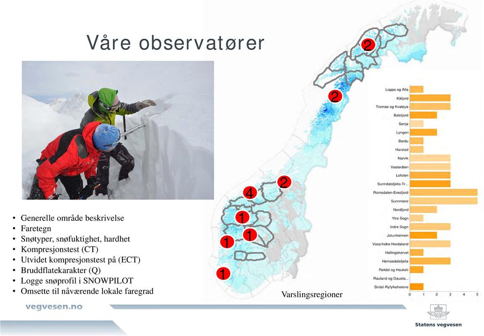 kompresjonstest på (ECT) Bruddflatekarakter (Q) Logge snøprofil i