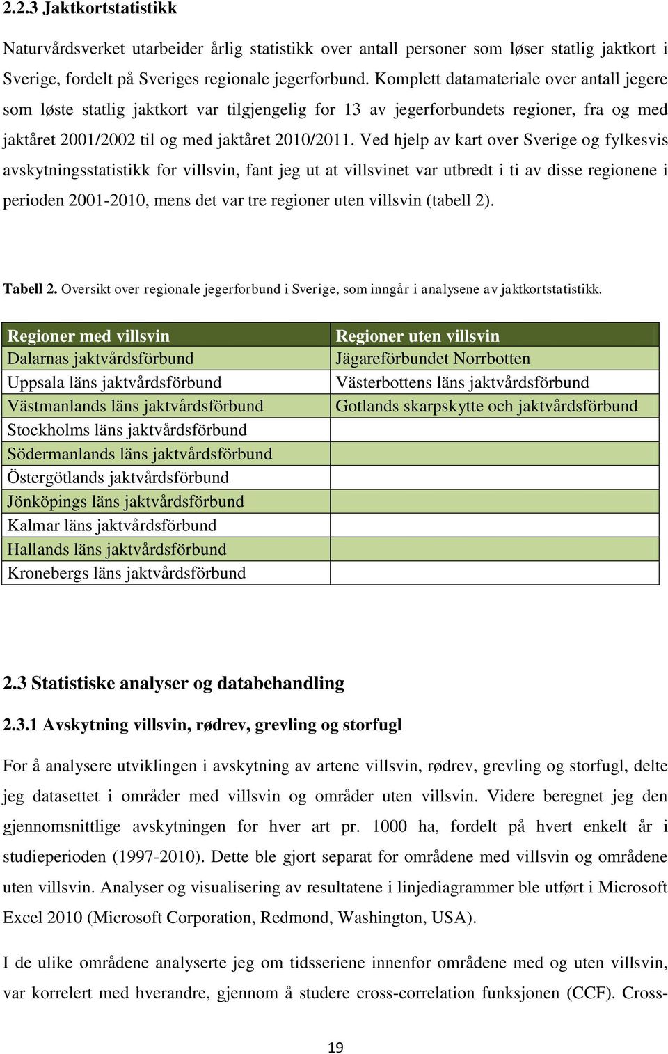 Ved hjelp av kart over Sverige og fylkesvis avskytningsstatistikk for villsvin, fant jeg ut at villsvinet var utbredt i ti av disse regionene i perioden 2001-2010, mens det var tre regioner uten