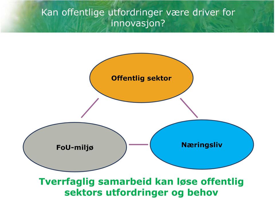 Offentlig sektor FoU-miljø Næringsliv