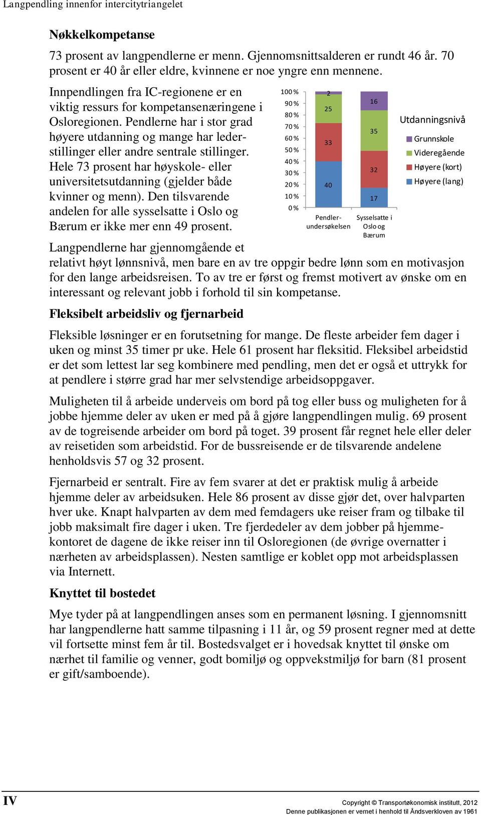 Hele 73 prosent har høyskole- eller universitetsutdanning (gjelder både kvinner og menn). Den tilsvarende andelen for alle sysselsatte i Oslo og Bærum er ikke mer enn 49 prosent.