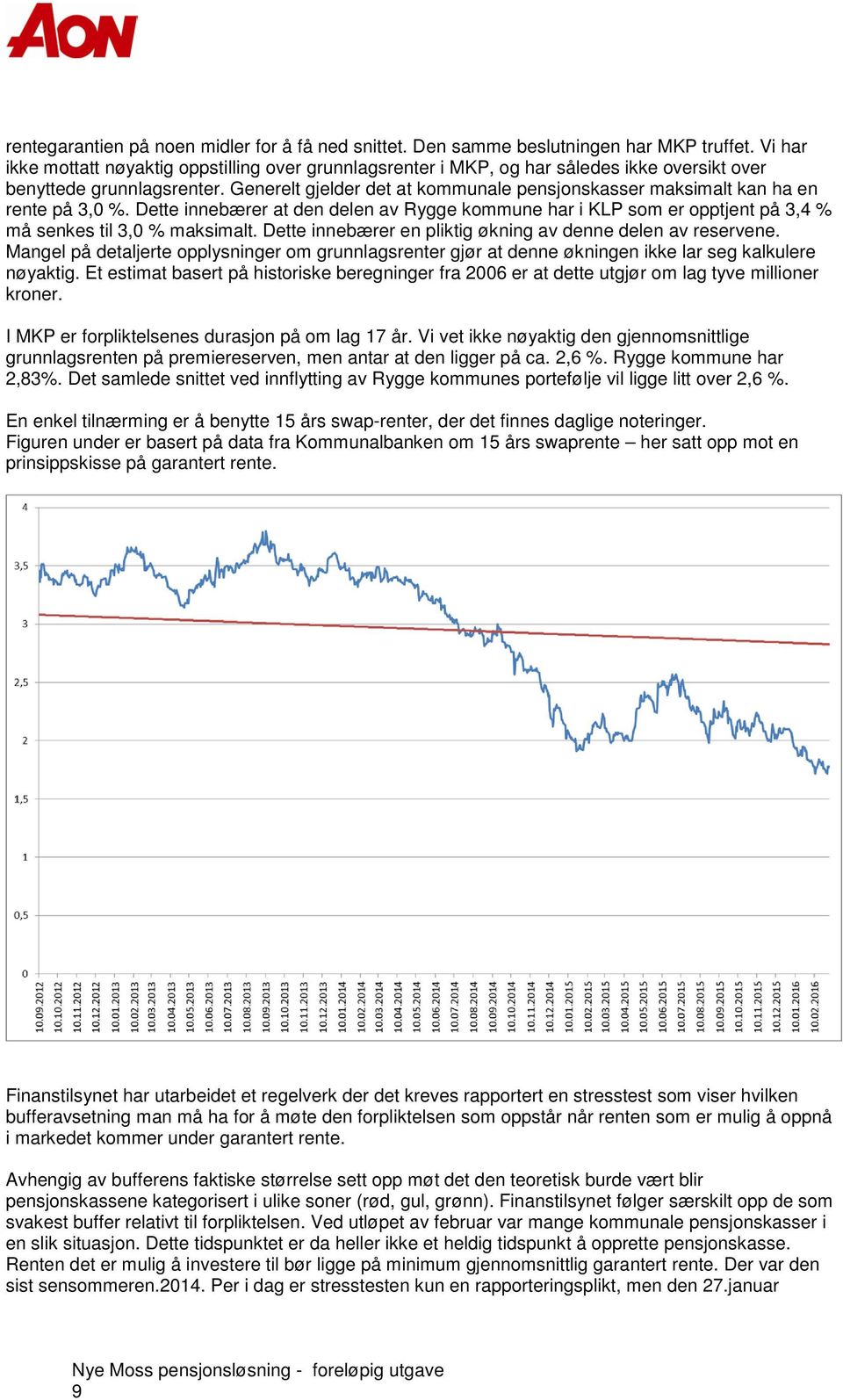 Generelt gjelder det at kommunale pensjonskasser maksimalt kan ha en rente på 3,0 %. Dette innebærer at den delen av Rygge kommune har i KLP som er opptjent på 3,4 % må senkes til 3,0 % maksimalt.