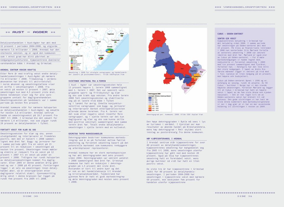 ARENDAL SENTRUM VOKSER KRAFTIG Etter flere år med kraftig vekst endte detaljhandelsomsetningen i Aust-Agder på nærmere 7,6 milliarder i.