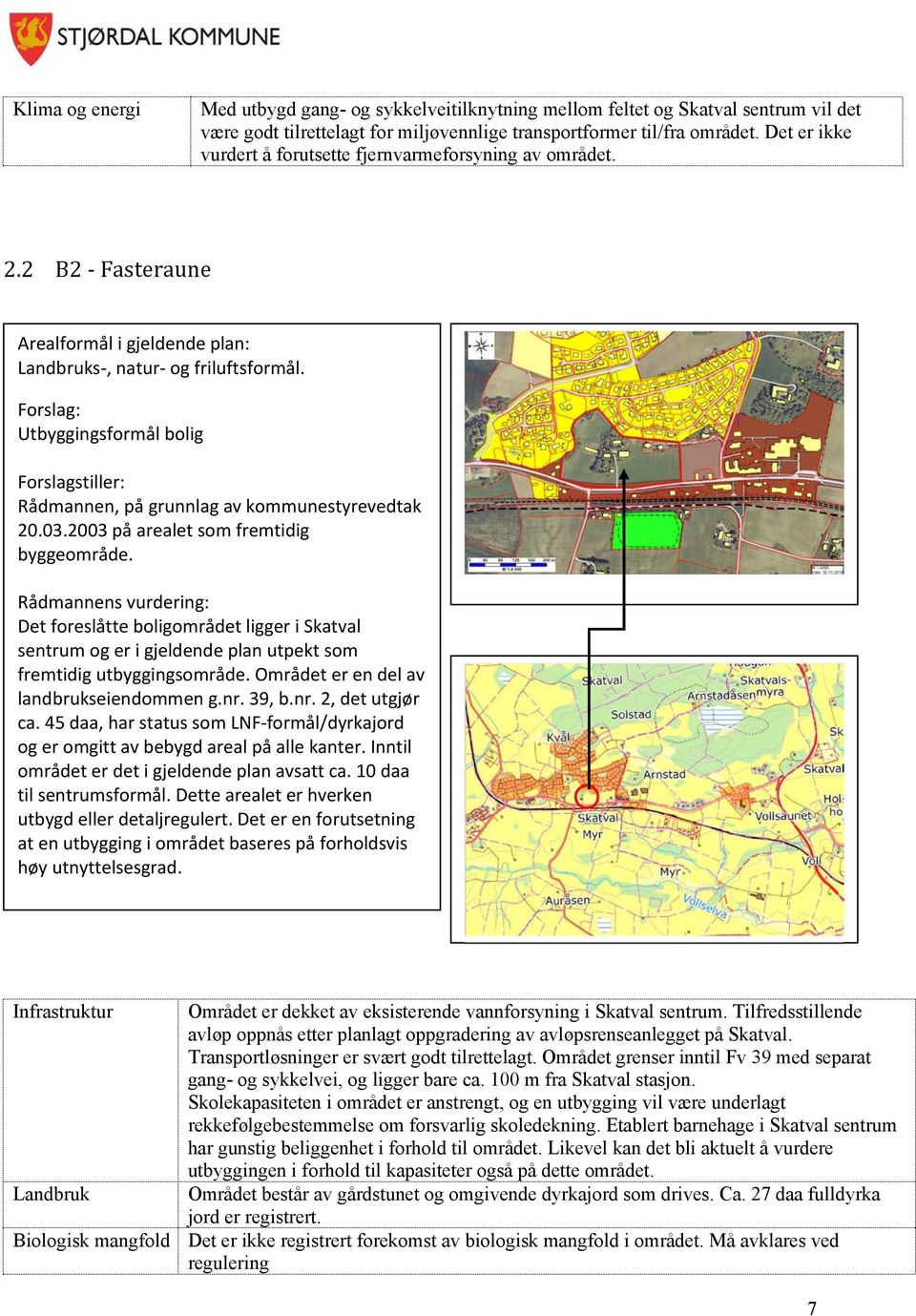 Forslag: Utbyggingsformål bolig Forslagstiller: Rådmannen, på grunnlag av kommunestyrevedtak 20.03.2003 på arealet som fremtidig byggeområde.