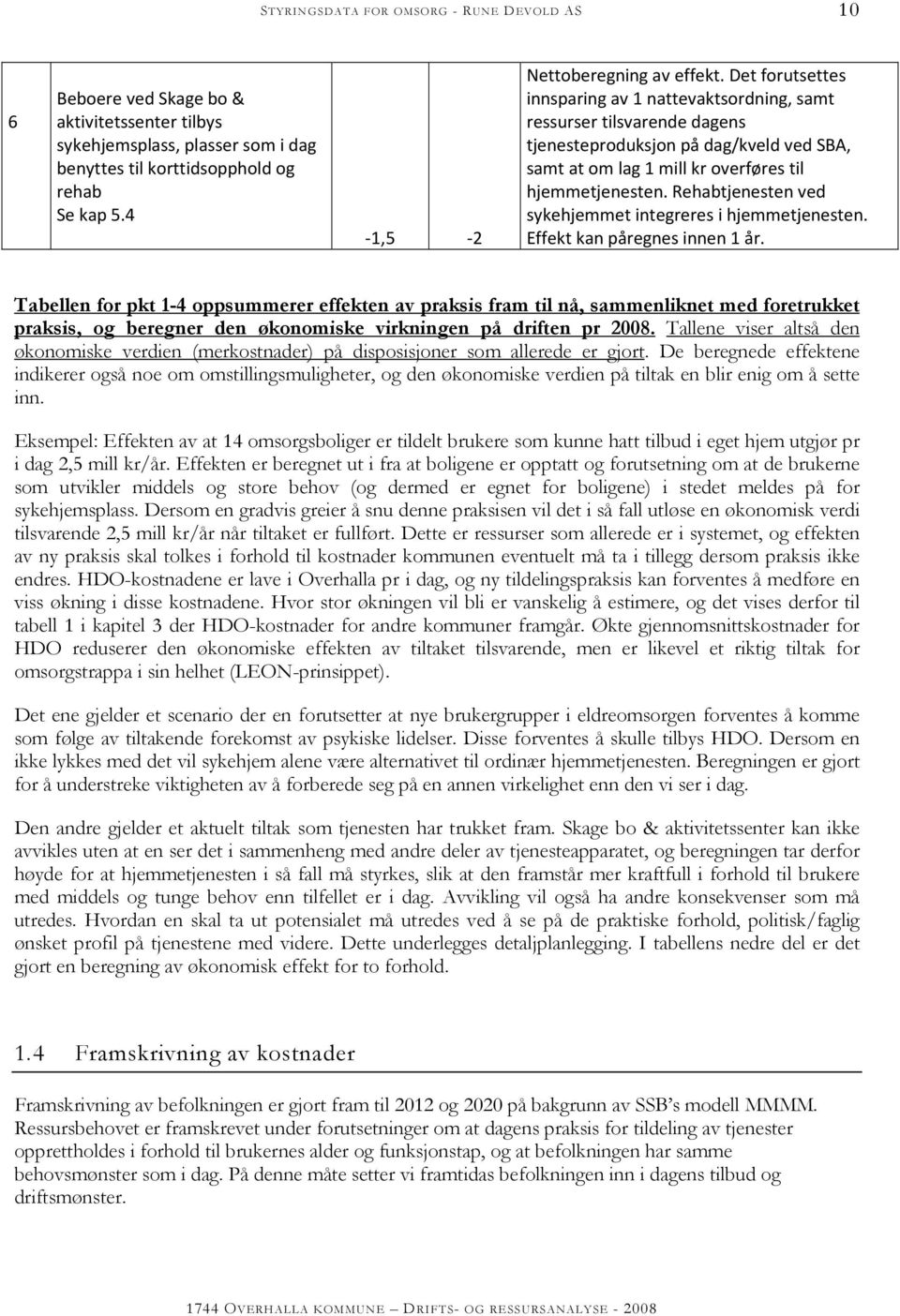 Rehabtjenesten ved sykehjemmet integreres i hjemmetjenesten. Effekt kan påregnes innen 1 år.