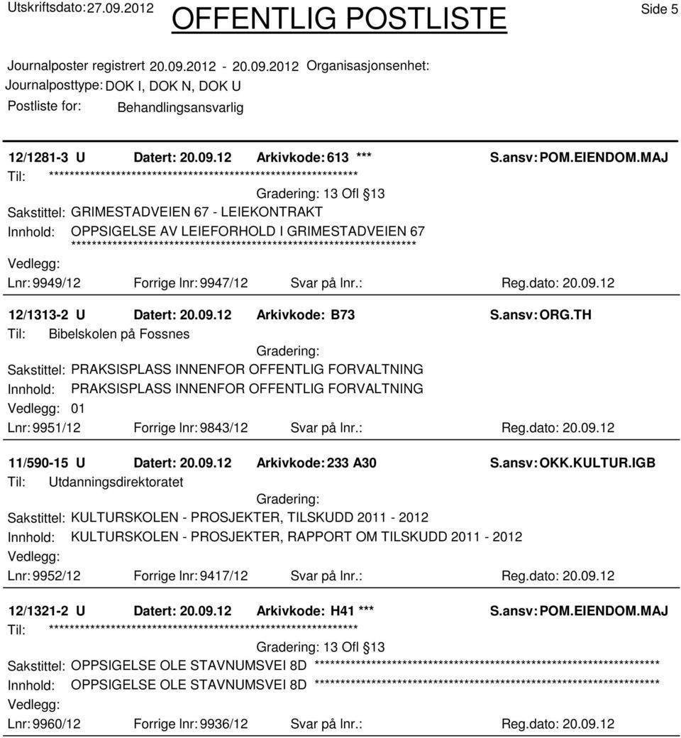 12 12/1313-2 U Datert: 20.09.12 Arkivkode: B73 S.ansv: ORG.