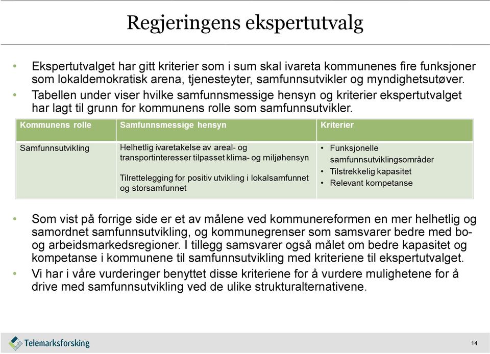 Som vist på forrige side er et av målene ved kommunereformen en mer helhetlig og samordnet samfunnsutvikling, og kommunegrenser som samsvarer bedre med boog arbeidsmarkedsregioner.