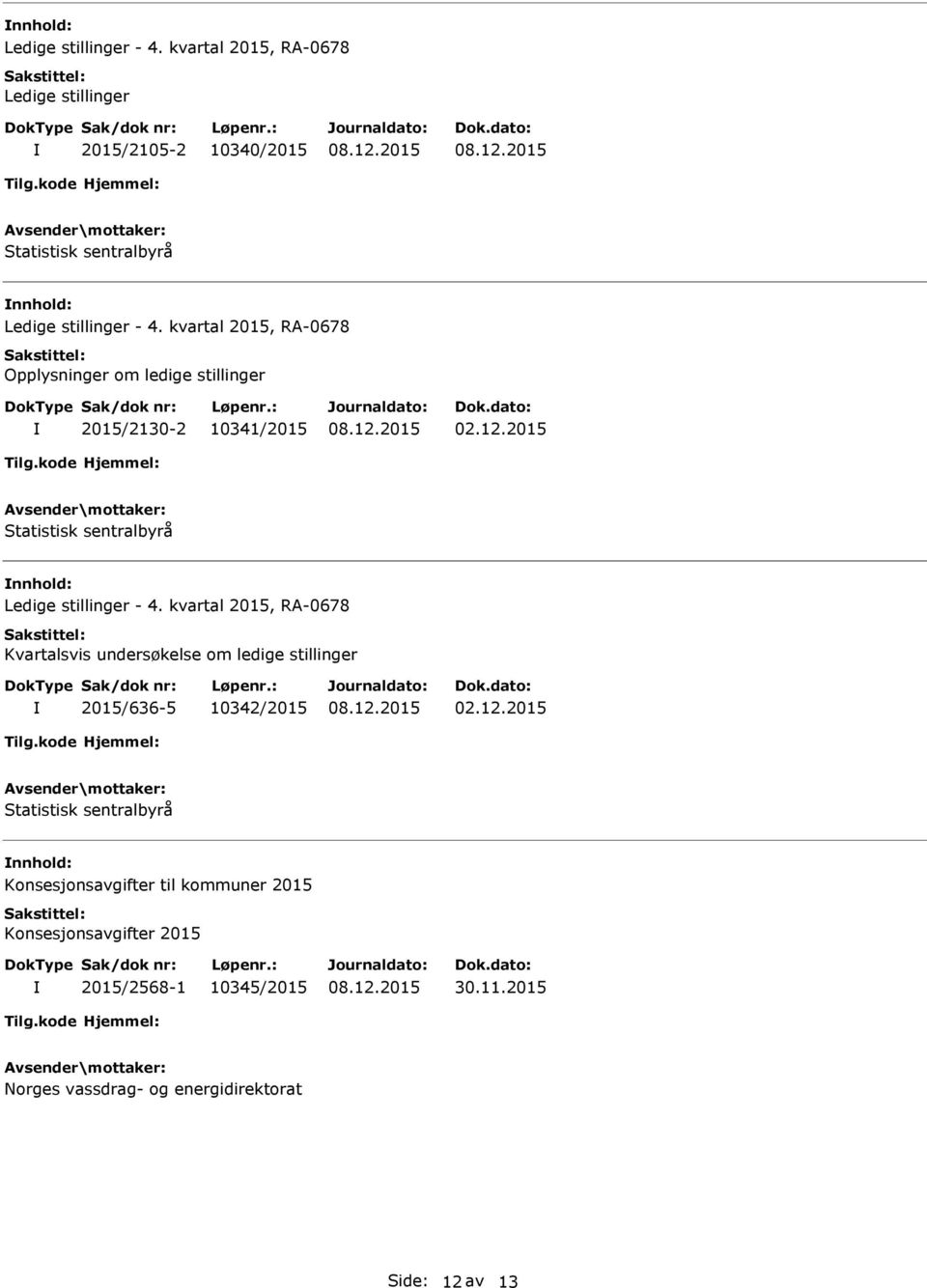 kvartal 2015, RA-0678 Kvartalsvis undersøkelse om ledige stillinger 2015/636-5 10342/2015 02.12.