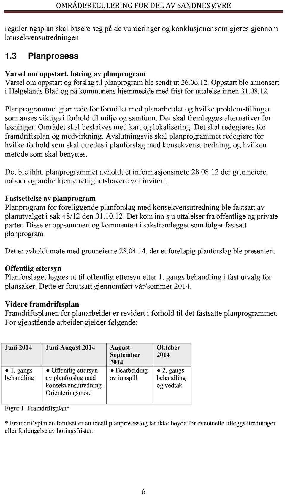 Oppstart ble annonsert i Helgelands Blad og på kommunens hjemmeside med frist for uttalelse innen 31.08.12.