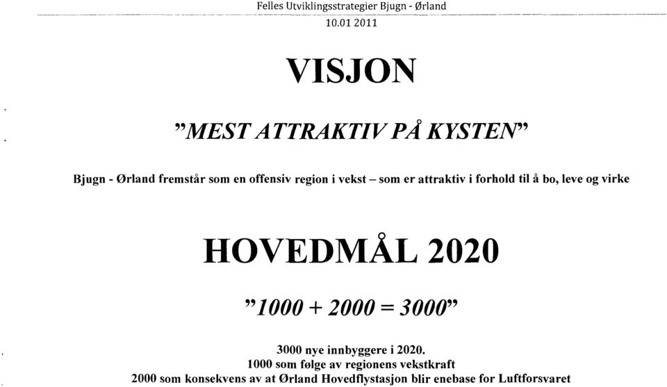 og virke HOVEDMÅL 2020 "1000 + 2000 = 3000" 3000 nye innbyggere i 2020.