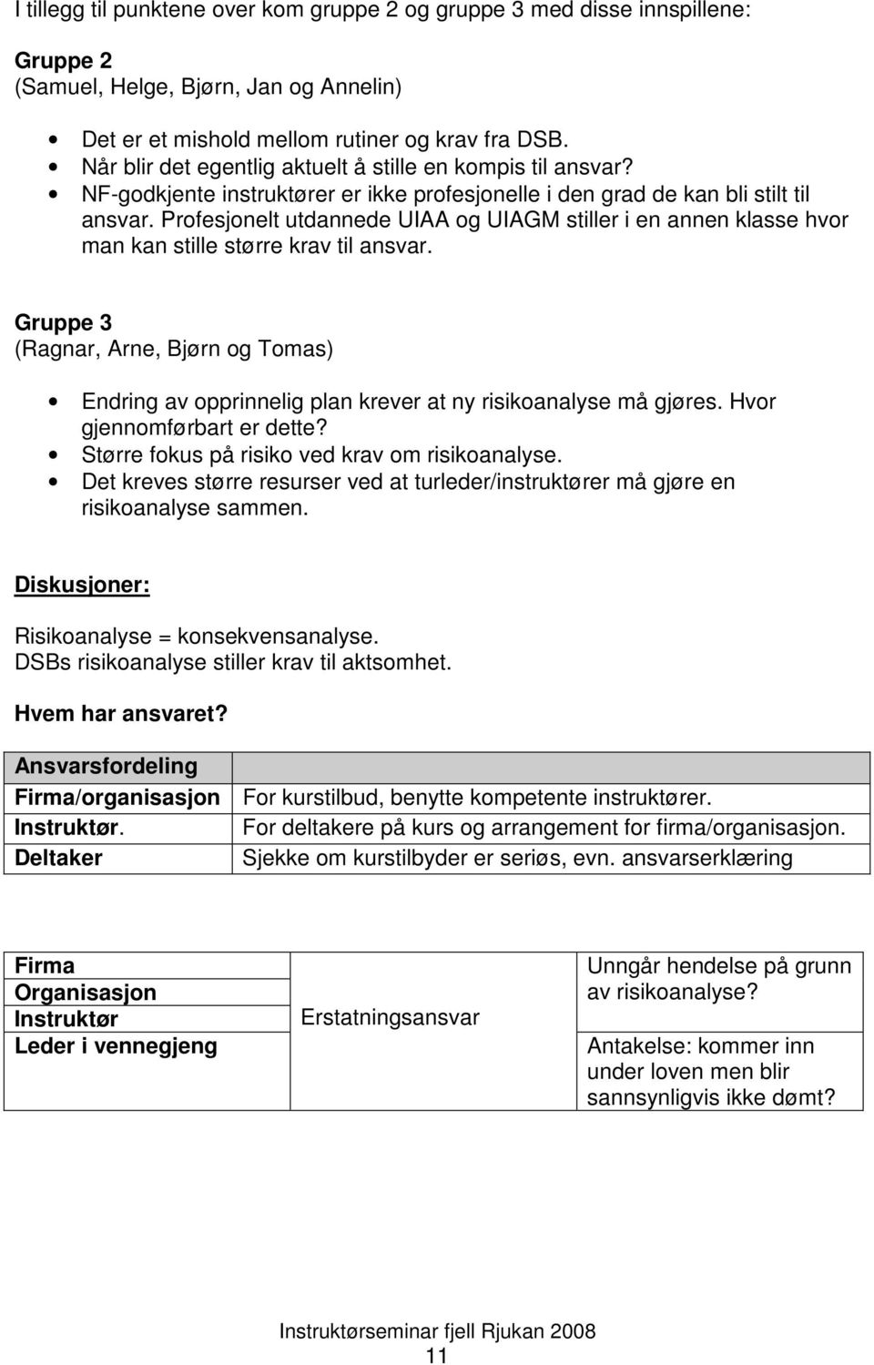 Profesjonelt utdannede UIAA og UIAGM stiller i en annen klasse hvor man kan stille større krav til ansvar.