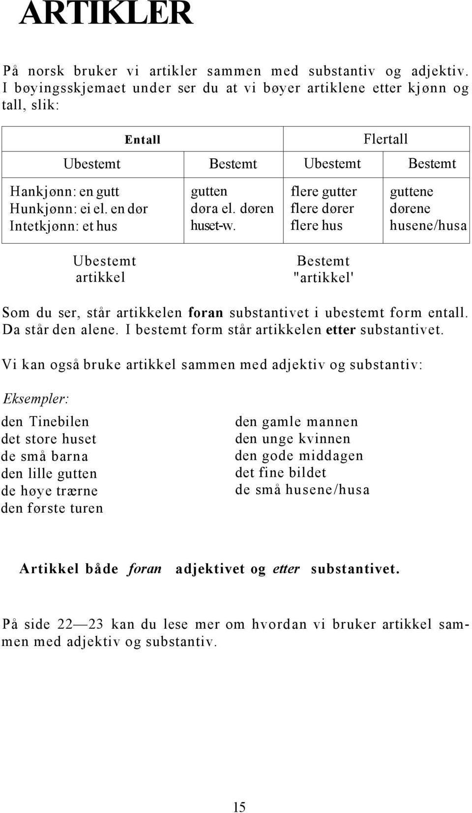 en dør Intetkjønn: et hus gutten døra el. døren huset-w.