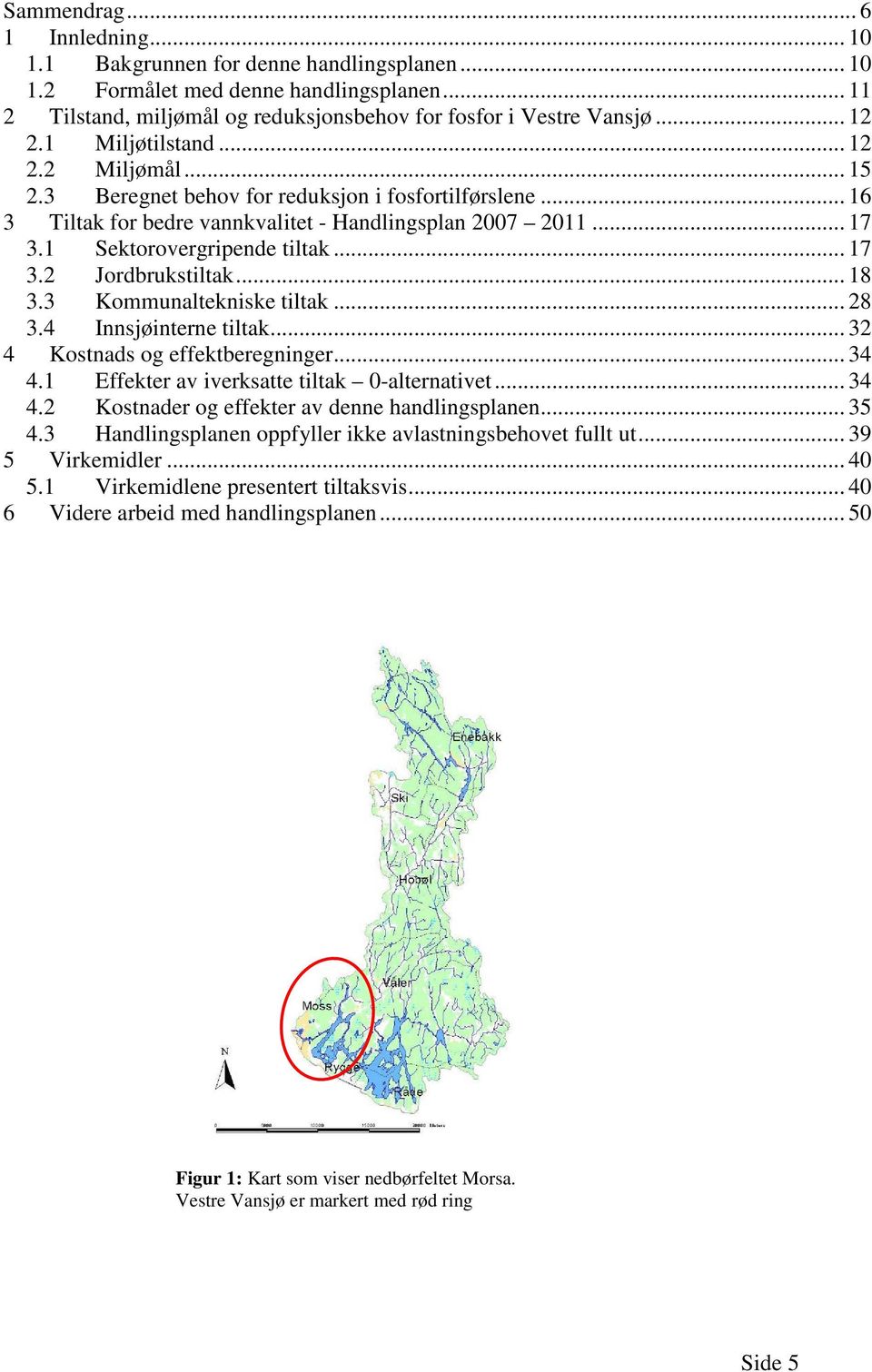 .. 18 3.3 Kommunaltekniske tiltak... 28 3.4 Innsjøinterne tiltak... 32 4 Kostnads og effektberegninger... 34 4.1 Effekter av iverksatte tiltak 0-alternativet... 34 4.2 Kostnader og effekter av denne handlingsplanen.