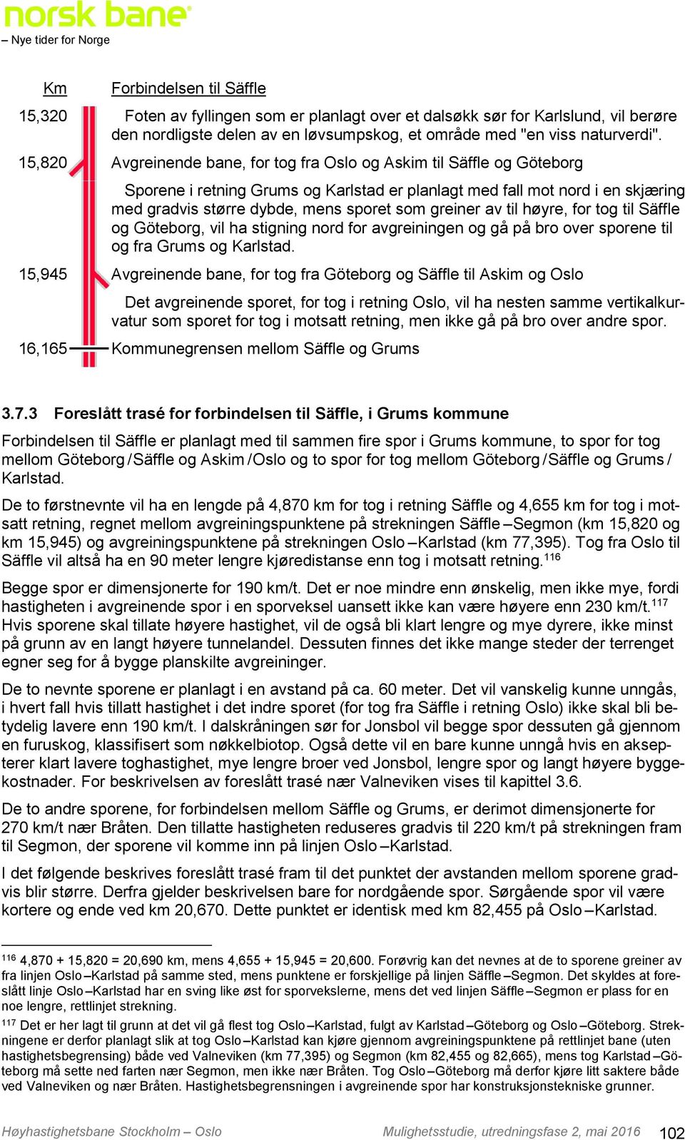 greiner av til høyre, for tog til Säffle og Göteborg, vil ha stigning nord for avgreiningen og gå på bro over sporene til og fra Grums og Karlstad.