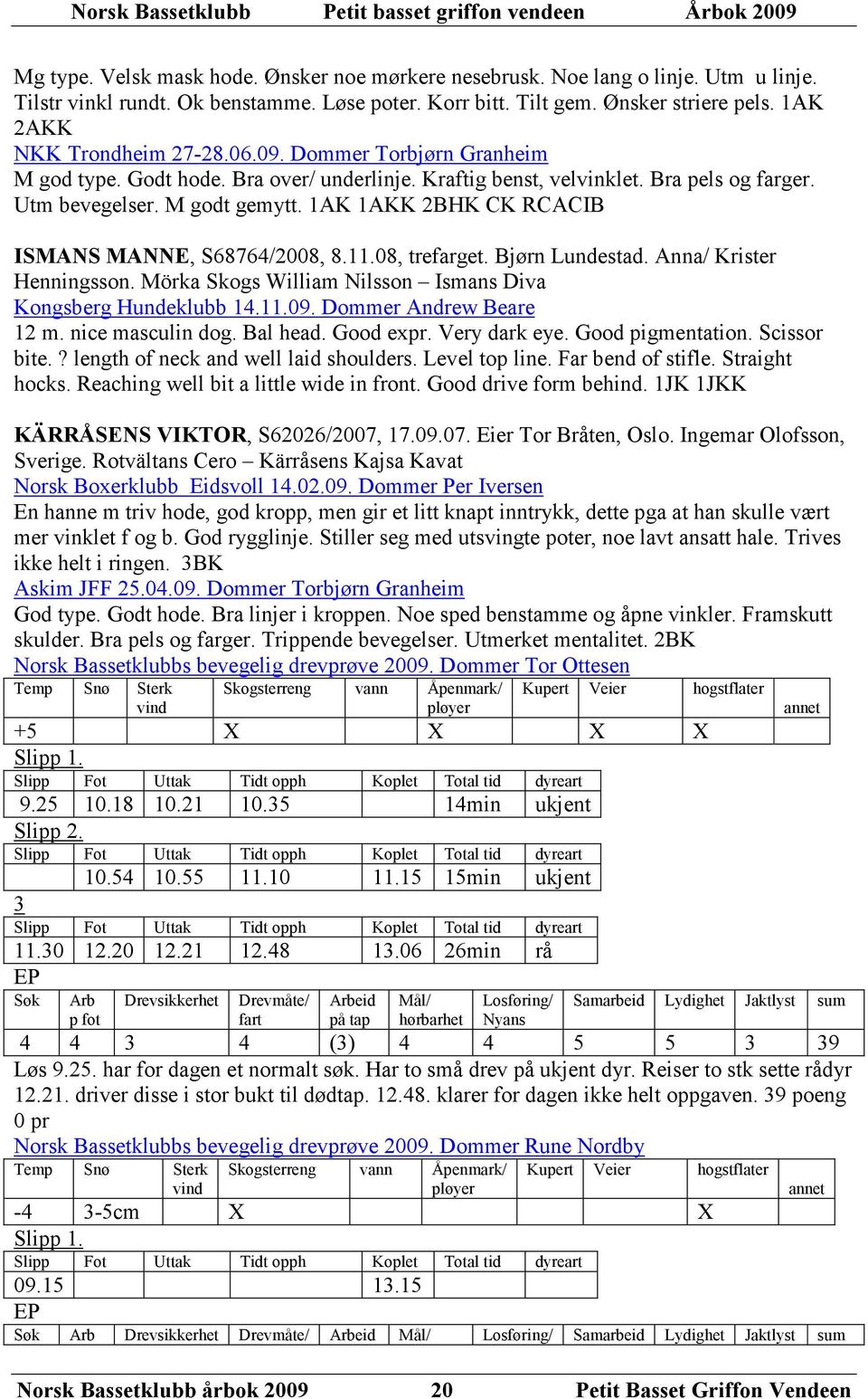 1AK 1AKK 2BHK CK RCACIB ISMANS MANNE, S68764/2008, 8.11.08, trefarget. Bjørn Lundestad. Anna/ Krister Henningsson. Mörka Skogs William Nilsson Ismans Diva Kongsberg Hundeklubb 14.11.09.