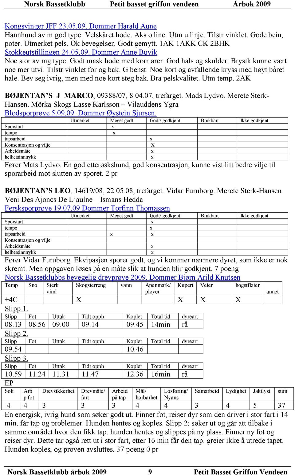 G benst. Noe kort og avfallende kryss med høyt båret hale. Bev seg ivrig, men med noe kort steg bak. Bra pelskvalitet. Utm temp. 2AK BØJENTAN S J MARCO, 09388/07, 8.04.07, trefarget. Mads Lydvo.