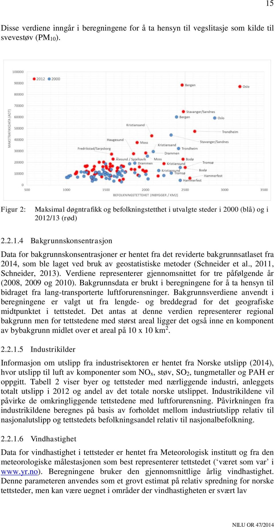 /13 (rød) 2.2.1.4 Bakgrunnskonsentrasjon Data for bakgrunnskonsentrasjoner er hentet fra det reviderte bakgrunnsatlaset fra 2014, som ble laget ved bruk av geostatistiske metoder (Schneider et al.