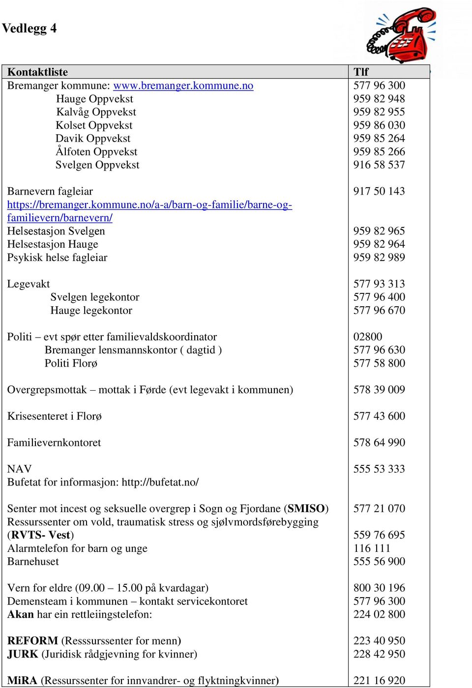 no/a-a/barn-og-familie/barne-ogfamilievern/barnevern/ Helsestasjon Svelgen Helsestasjon Hauge Psykisk helse fagleiar Legevakt Svelgen legekontor Hauge legekontor Politi evt spør etter