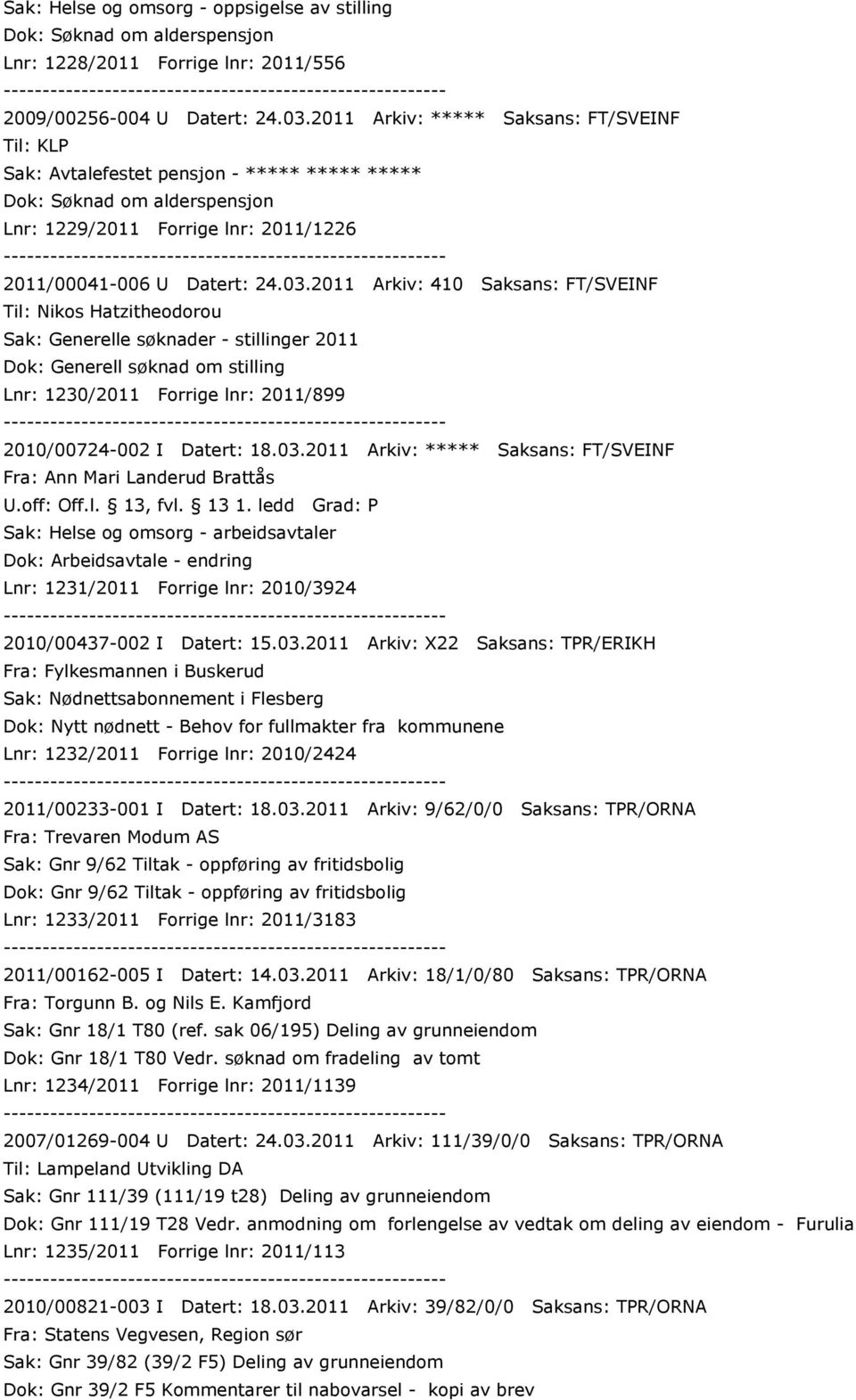 2011 Arkiv: 410 Saksans: FT/SVEINF Til: Nikos Hatzitheodorou Sak: Generelle søknader - stillinger 2011 Dok: Generell søknad om stilling Lnr: 1230/2011 Forrige lnr: 2011/899 2010/00724-002 I Datert: