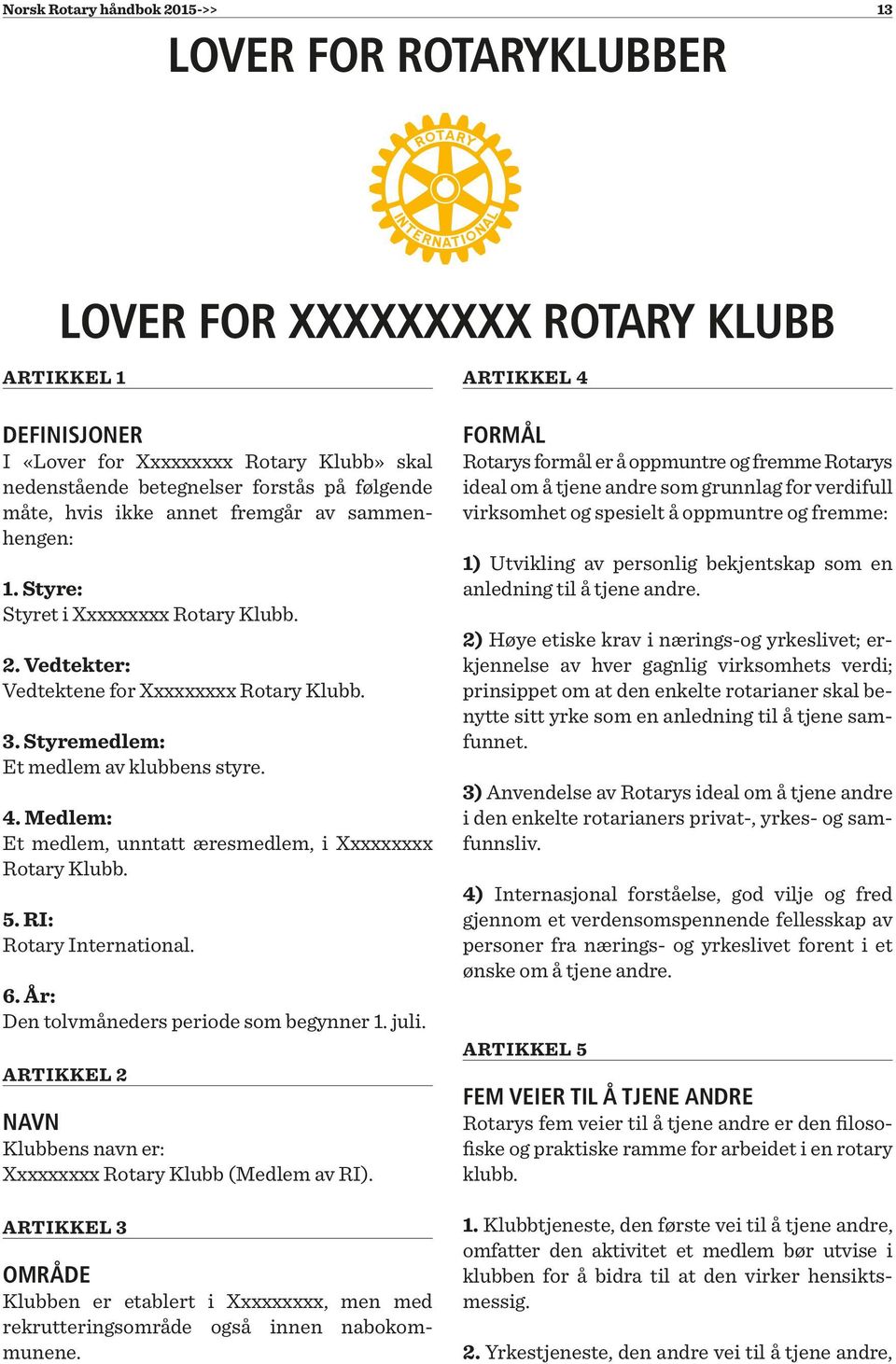 4. Medlem: Et medlem, unntatt æresmedlem, i Xxxxxxxxx Rotary Klubb. 5. RI: Rotary International. 6. År: Den tolvmåneders periode som begynner 1. juli.