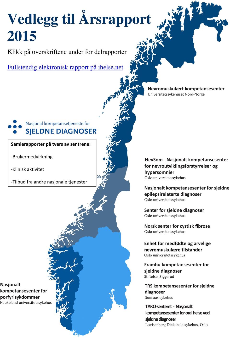 Nasjonalt kompetansesenter for nevroutviklingsforstyrrelser og hypersomnier Oslo universitetssykehus Nasjonalt kompetansesenter for sjeldne epilepsirelaterte diagnoser Oslo universitetssykehus Senter