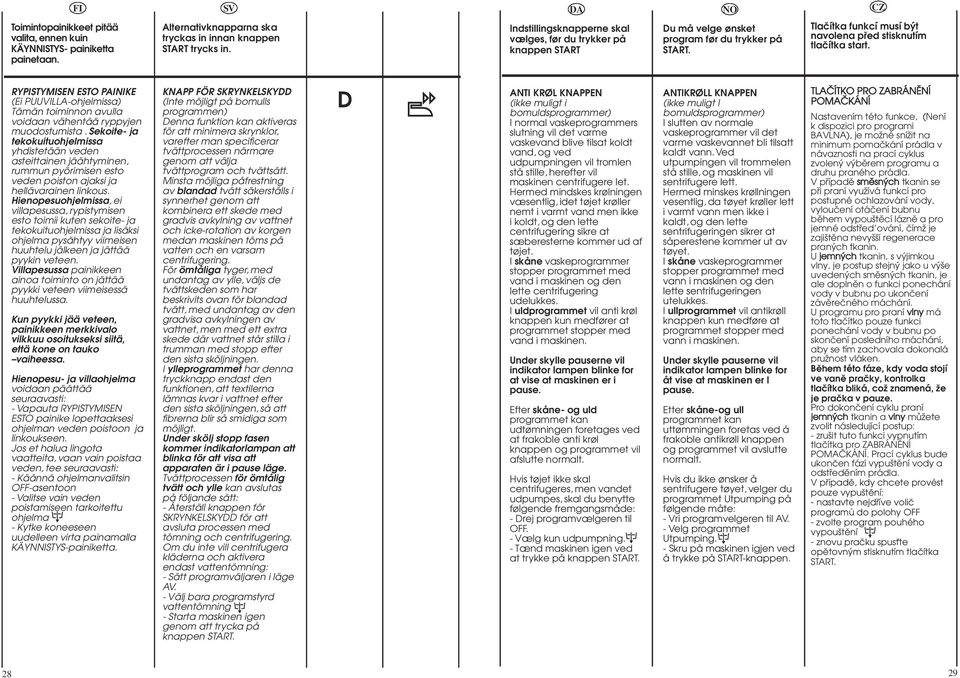 RYPISTYMISEN ESTO PAINIKE (Ei PUUVILLAohjelmissa) Tдmдn toiminnon avulla voidaan vдhentдд ryppyjen muodostumista.