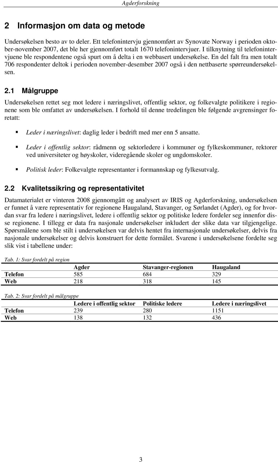 I tilknytning til telefonintervjuene ble respondentene også spurt om å delta i en webbasert undersøkelse.